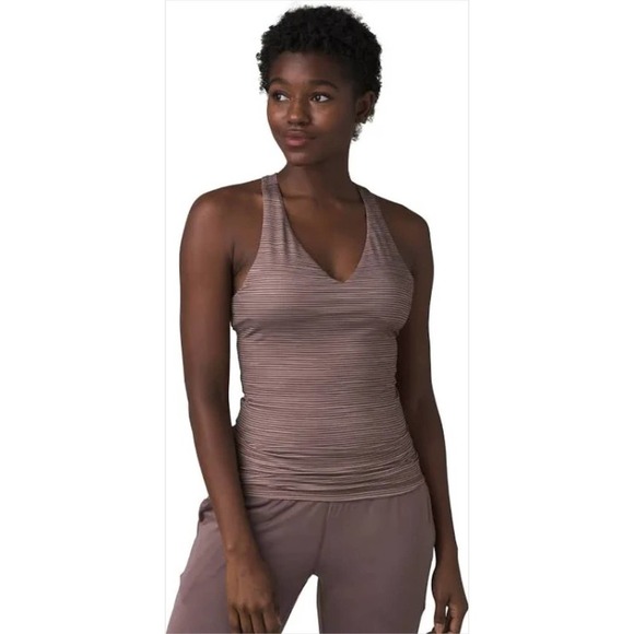 Prana Locano Tank in Moon Quartz w/Shelf Bra & Rushing on Sides - Picture 14 of 16